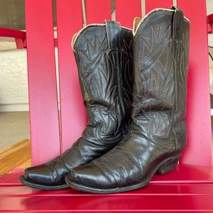 Black vintage leather cowboy boots
